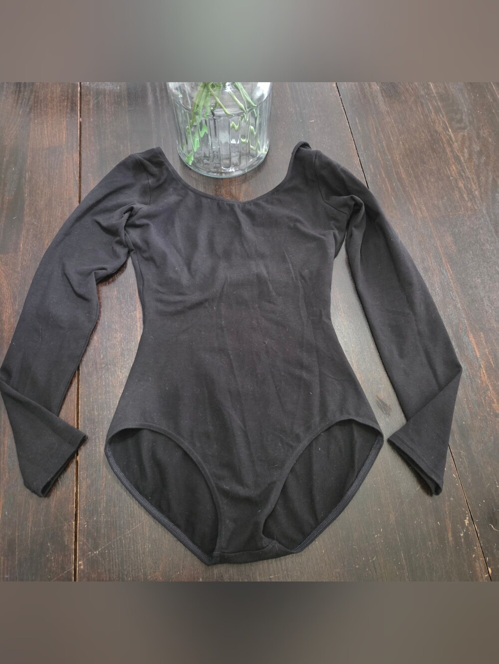 Capezio Black Long-Sleeve Scoop-Back Dance Bodysuit